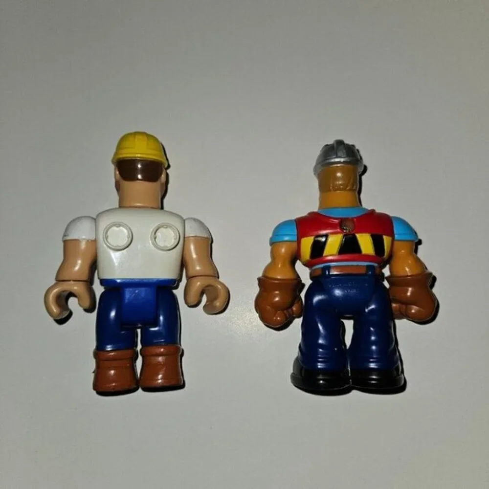Mega Bloks Construction Toy Lot 2 Builders Cat Workers 2 Orange Safety Cones